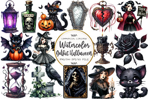Gothic Halloween Clipart, an Illustration by OK Design