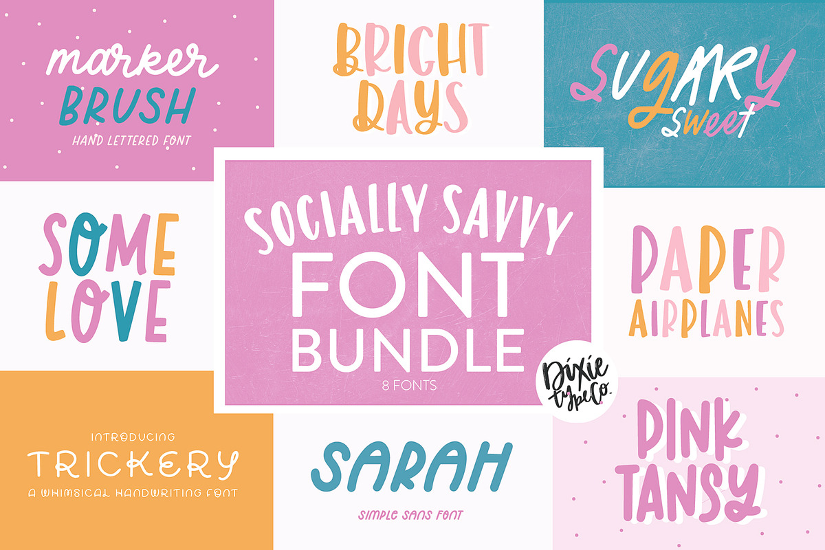 SOCIALLY SAVVY Font Bundle, a Sans Serif Font by Blush Font Co. (Photo 1 of 13)