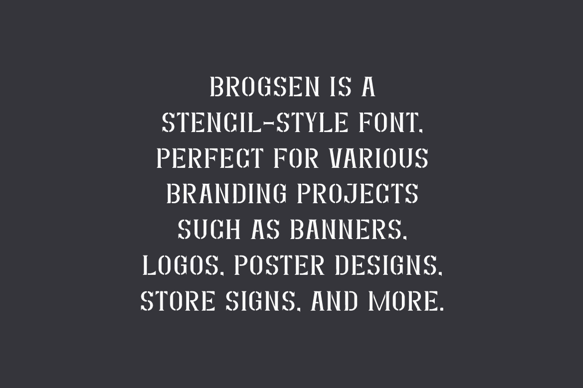 Brogsen - Military Stencil Font, a Serif Font by Iqsiart Studio (Photo 5 of 7)