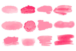 Raspberry-pink watercolor stains set, a Texture Illustration by Tati_Kli