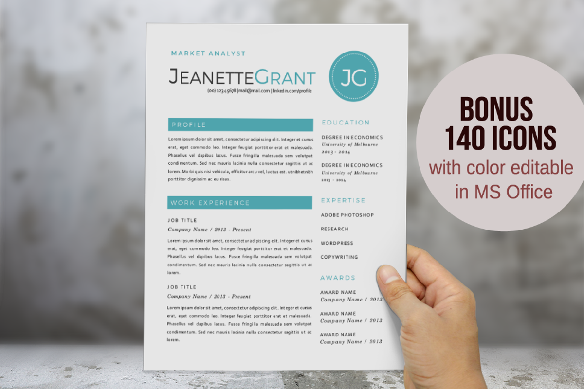 3 in 1 aqua round initials resume, a Resume Template by Inkpower (Photo 1 of 5)