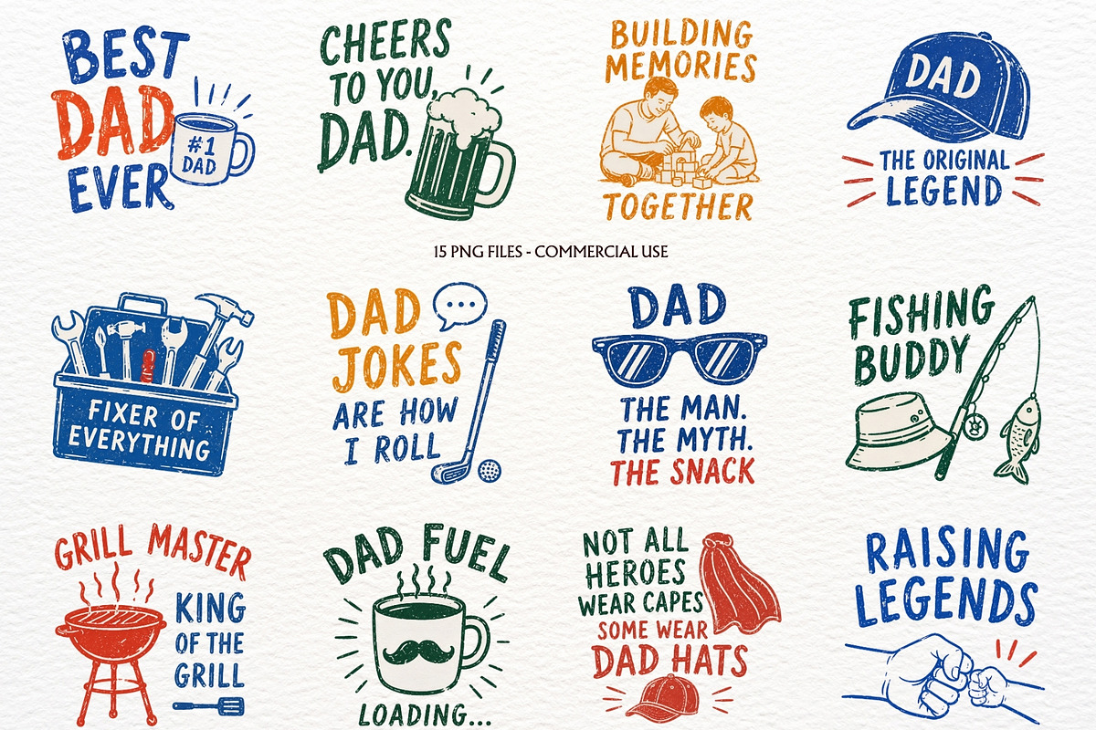 Best Dad Clipart Father's Day PNG, a Seasonal Illustration by SugarCloudStudioArt (Photo 1 of 5)