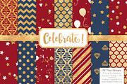 Americana Gold Foil Digital Papers, a Pattern Graphic by Amanda Ilkov (Thumbnail 1 of 4)