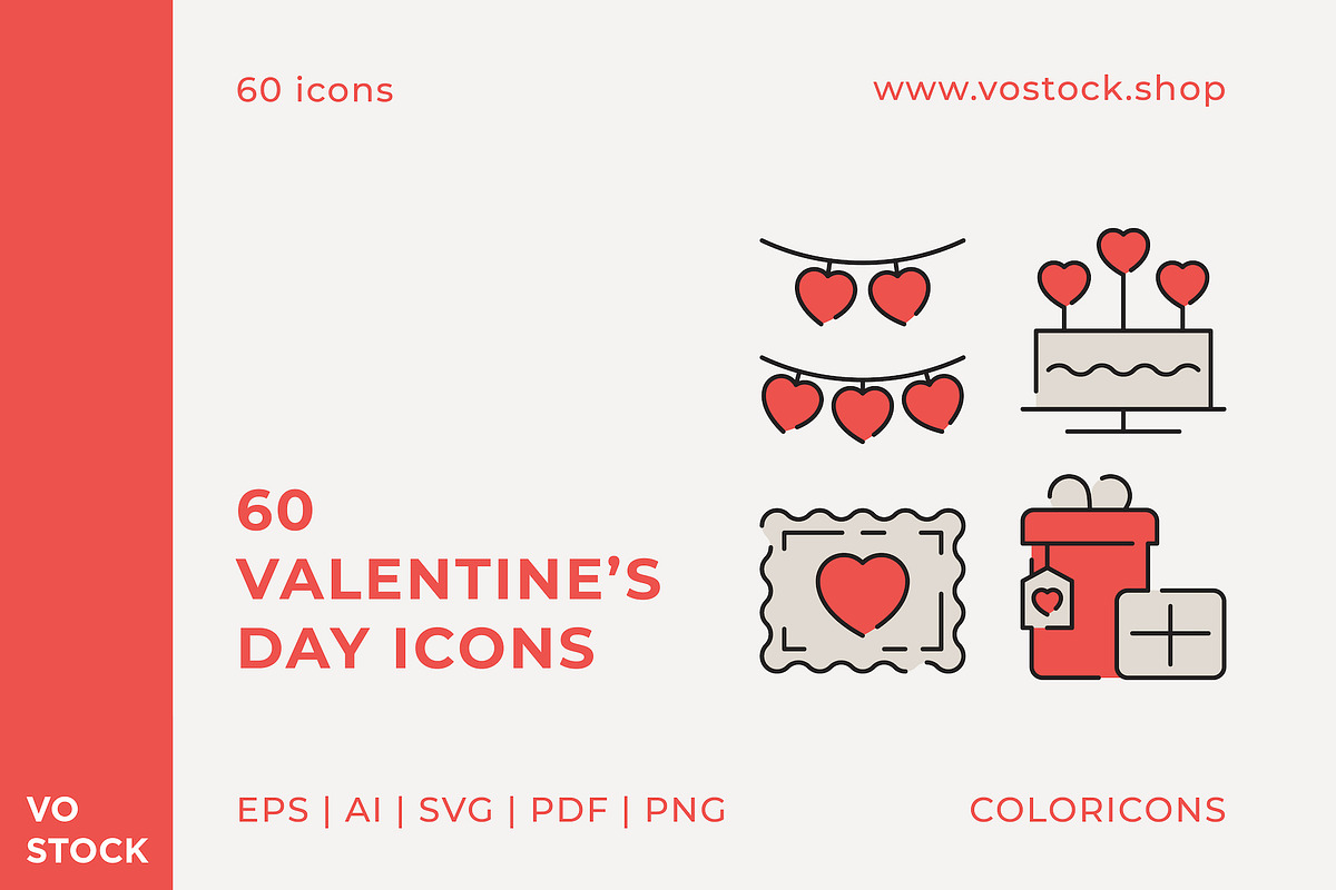 60 Valentines Day Color Icons, an Icon by vo.stock (Photo 1 of 6)