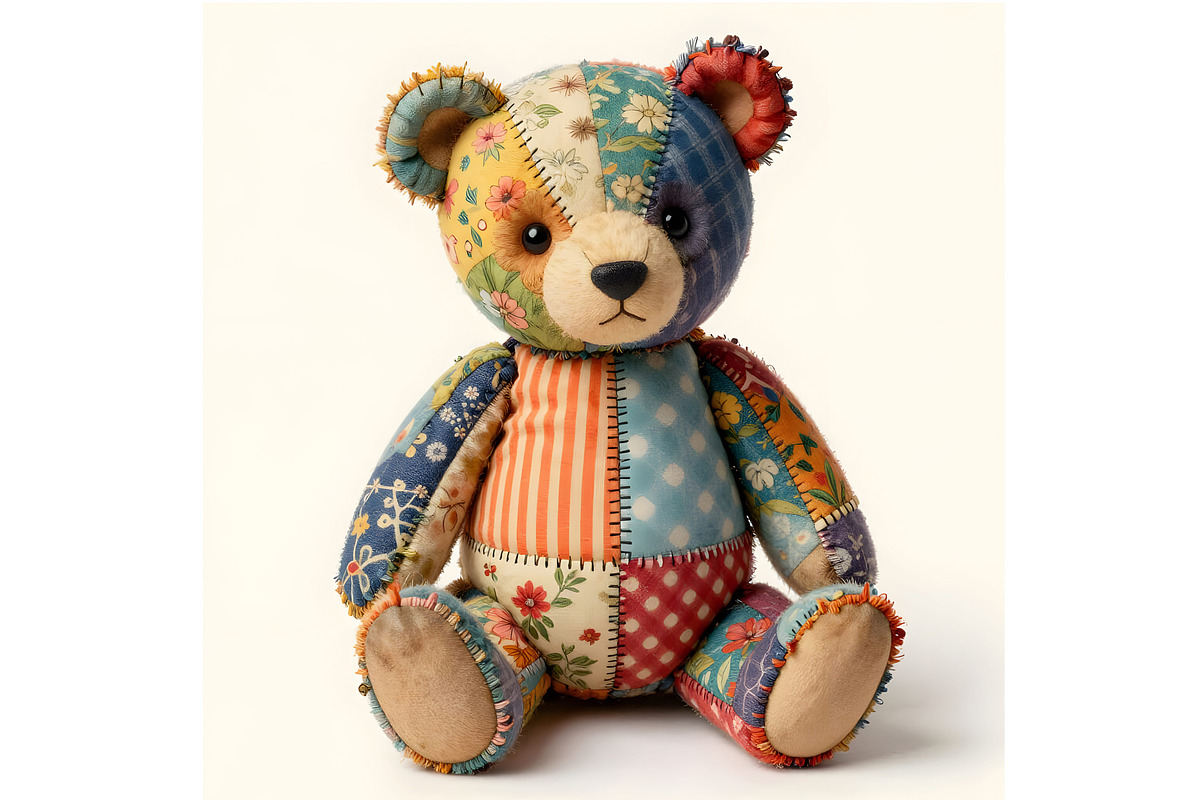 Patchwork Teddy Bear, an Animal Illustration by Sharon Schwalbe (Photo 3 of 4)