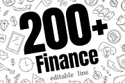 200 + finance doodle bundle set, an Outline Icon by foxndeer (Thumbnail 2 of 4)