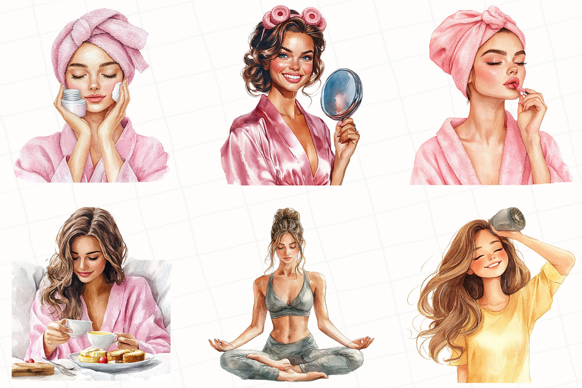 Girl Self Care Clipart, an Illustration by OK Design (Photo 2 of 5)