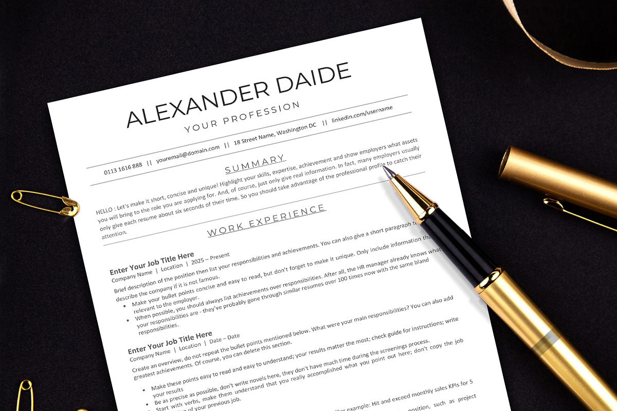 ATS Friendly Resume Template, a Resume Template by resumetemplathttps://d3es (Photo 2 of 10)
