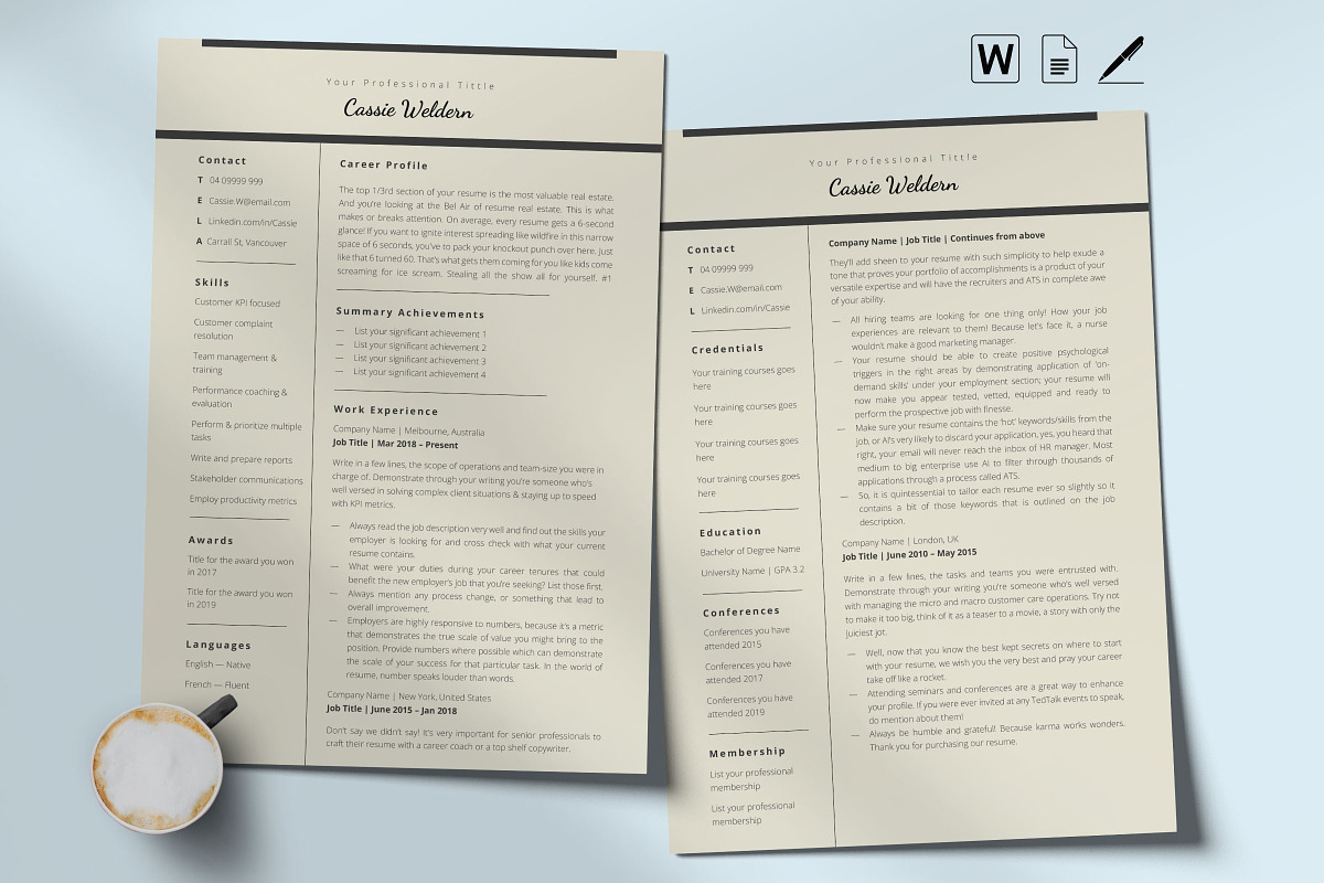 Google Doc Resume Template, CV Word, a Resume Template by Career Canvas (Photo 3 of 11)