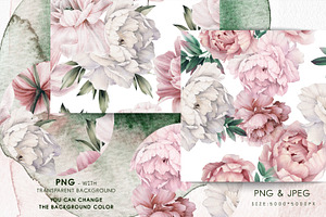 Peonies In Bloom, Seamless Patterns