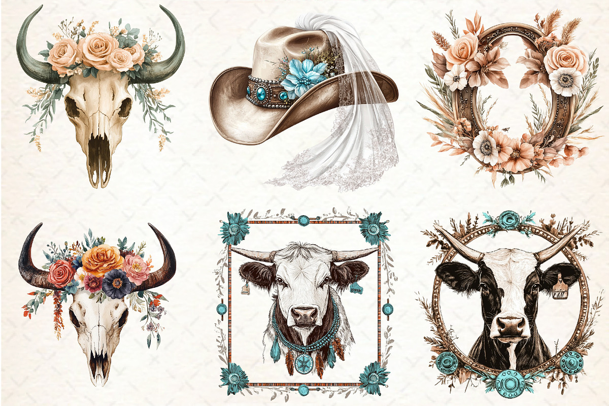Western Boho Wedding Clipart, an Illustration by Libby Wishes (Photo 8 of 8)