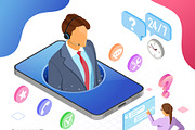 Isometric Online Customer Support, a Person Illustration by TAlex (Thumbnail 4 of 6)