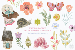 Spring Cottage Watercolor Collection