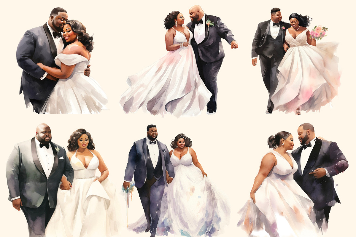 Luxury wedding Watercolor clipart, a Person Illustration by Hello My Print (Photo 4 of 9)