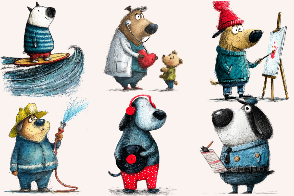 Whimsical Dogs With Big Jobs, an Animal Illustration by PrintHaven Designs (Photo 6 of 10)