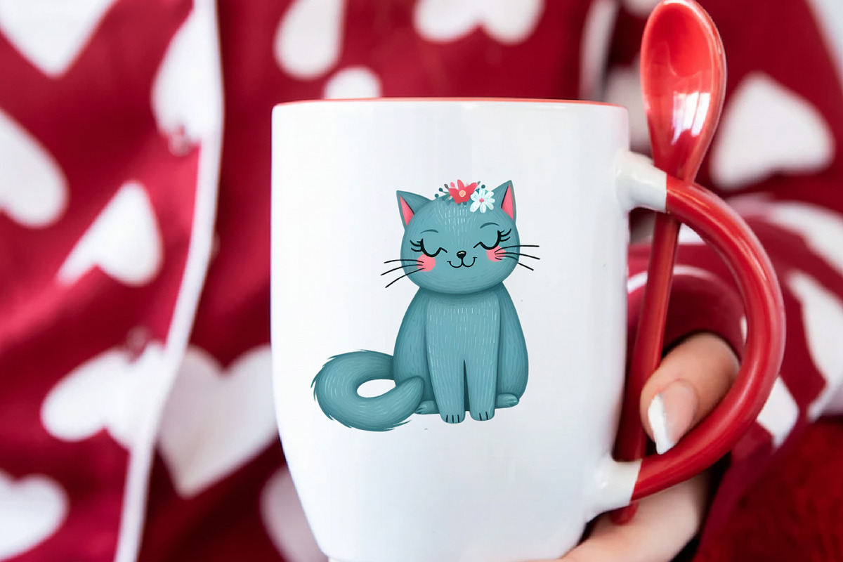 Whimsical Cats Valentine's Day Clipa, an Illustration by Designworld (Photo 2 of 5)