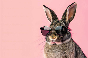 Easter Cool Bunny with Glasses, an Animal Photo by VetalStock