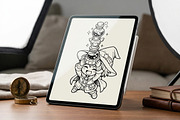 Cute Wizard Coloring Book Page Vol3, a Seasonal Illustration by ikarifq shop (Thumbnail 4 of 5)