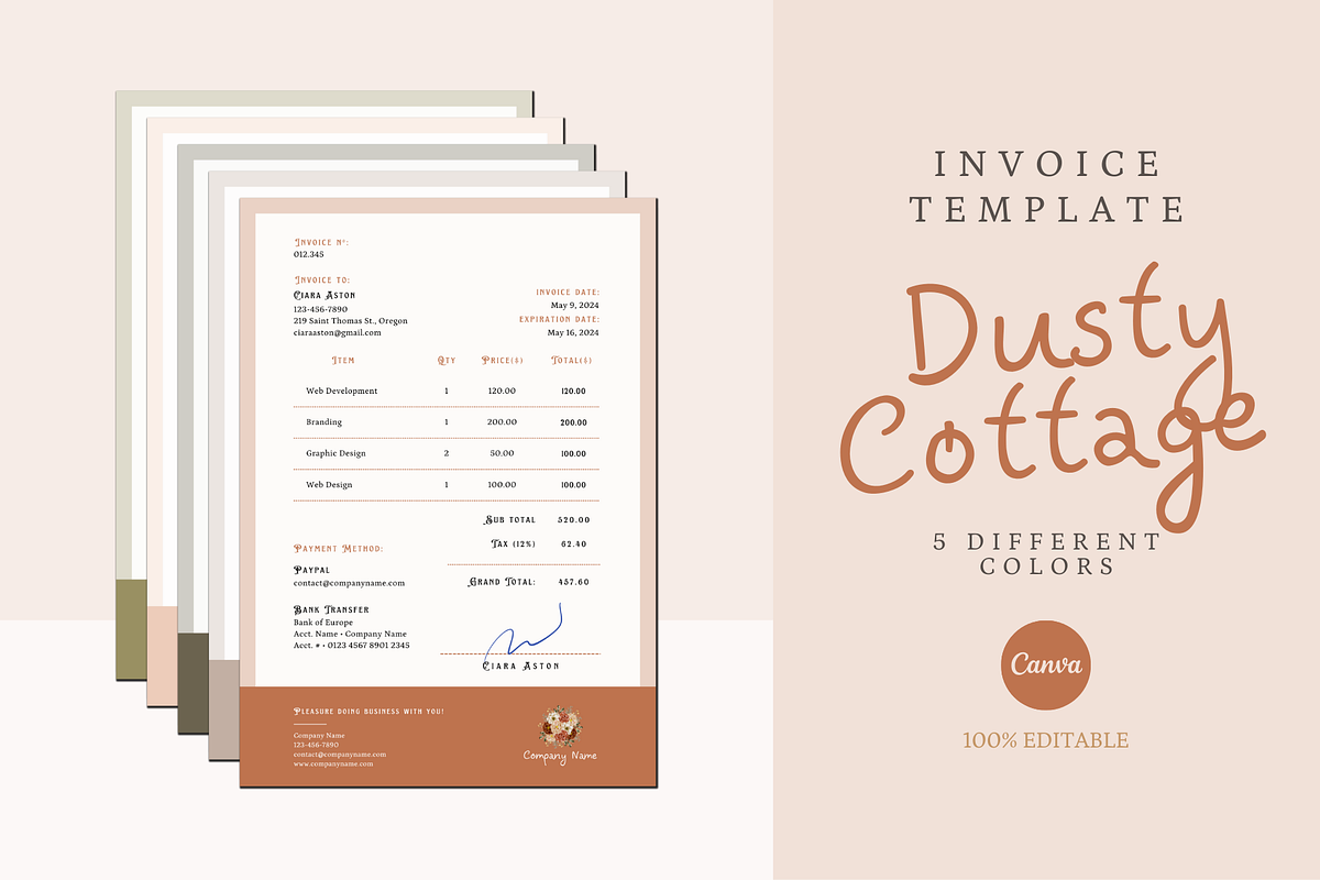 INVOICE CANVA TEMPLATE, a Print Template by The Little Lily Studio (Photo 1 of 5)