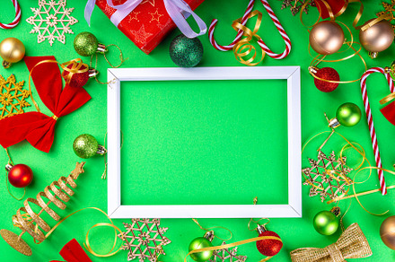 Bright green New Year Christmas background, a Holiday Photo by Rimma