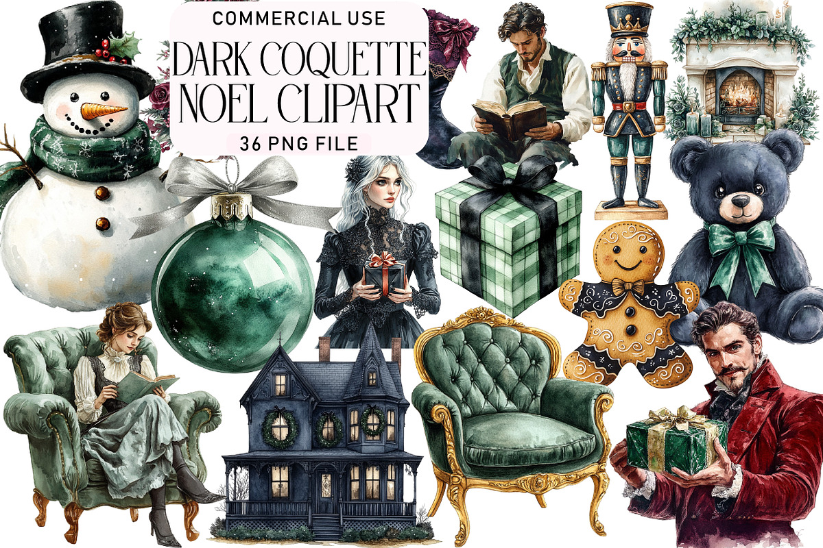 Dark Coquette Noel Clipart, an Illustration by Daily.Designs (Photo 1 of 5)