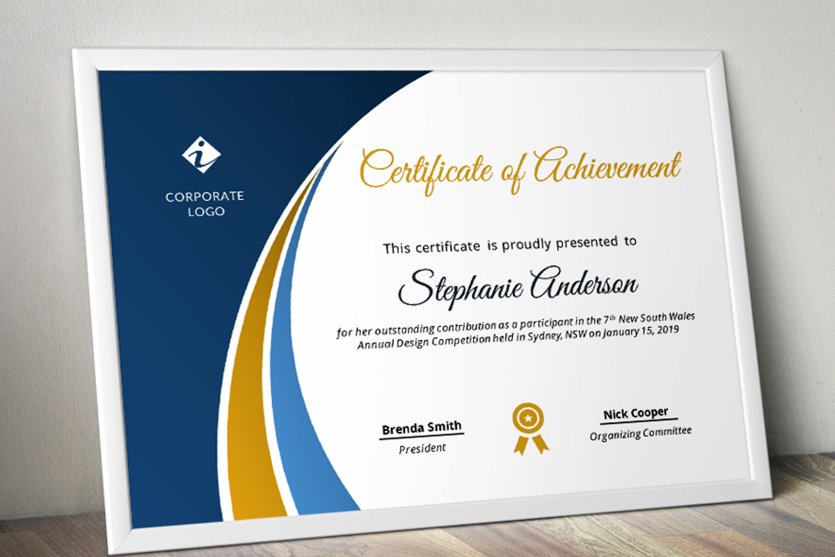 Modern Certificate Template (pptx), a Stationery Template by Inkpower (Photo 1 of 6)