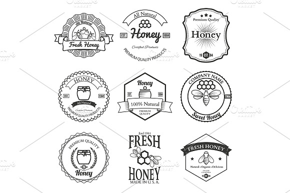 Vintage Frame With Honey Label Set