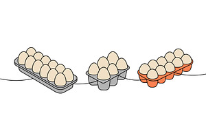Chicken eggs in boxes one line, a Food Illustration by GraphiShop