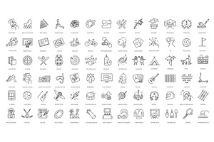 Leisure and Pastime Activities Icons, an Outline Icon by Tettygreen