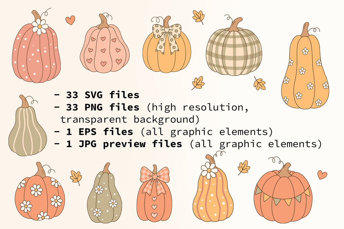 Cute Pumpkin Vector Clipart Pack, a Seasonal Illustration by NataKa (Photo 4 of 4)