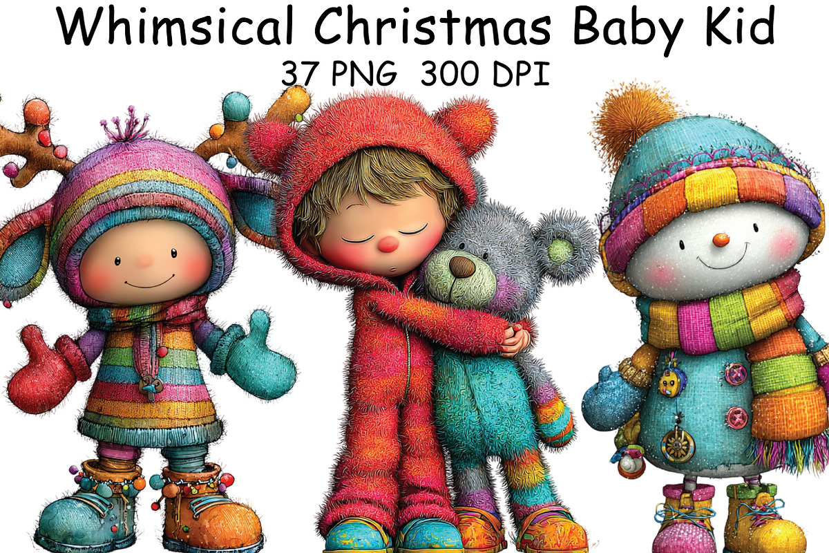 Whimsical Christmas Baby Kid Clipart, an Illustration by CraftArtStudio (Photo 1 of 6)