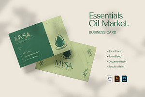Essentials Oil Market Business Card, a Business Card Template by VUNIRA