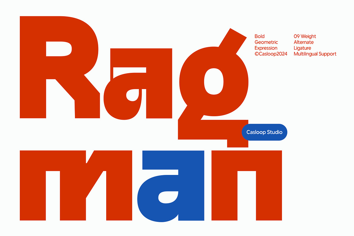 Ragman - Futuristic Sans 9 Fonts, a Sans Serif Font by Casloop Studio (Photo 1 of 10)