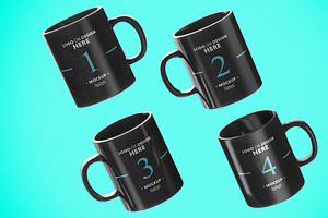 Black Ceramic Mugs Mock-up