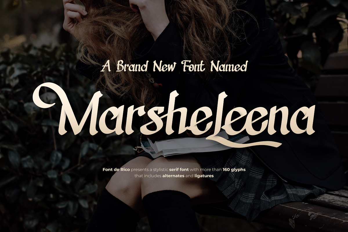 Marsheleena - Stylistic Serif Font, a Script Font by Font De Rico (Photo 1 of 8)