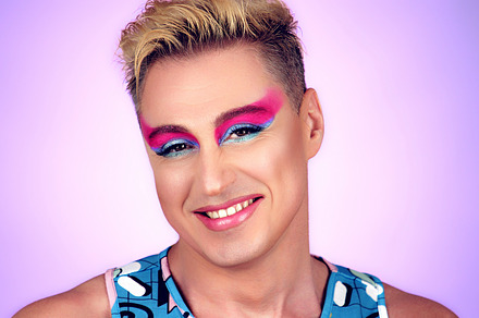 Beauty Fashion man guy with Bright Makeup, lgbtq
