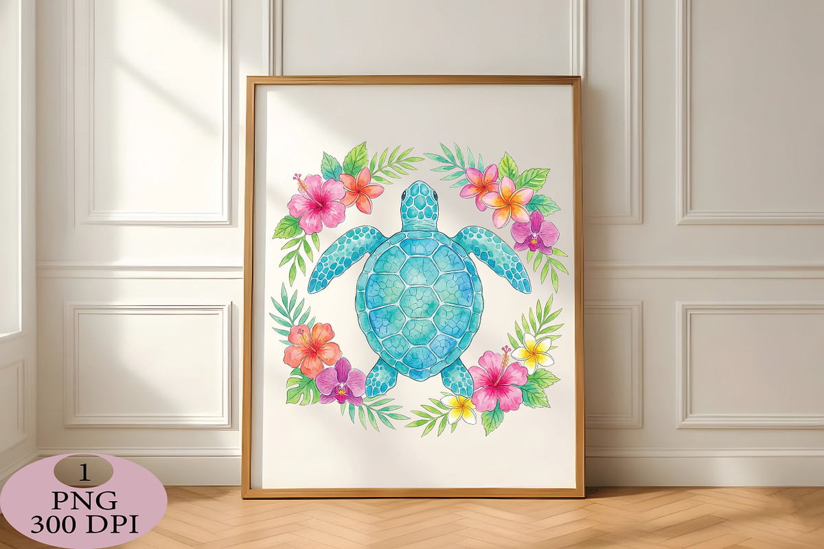 Floral Sea Turtle Summer PNG, an Illustration by Daily.Designs (Photo 5 of 5)