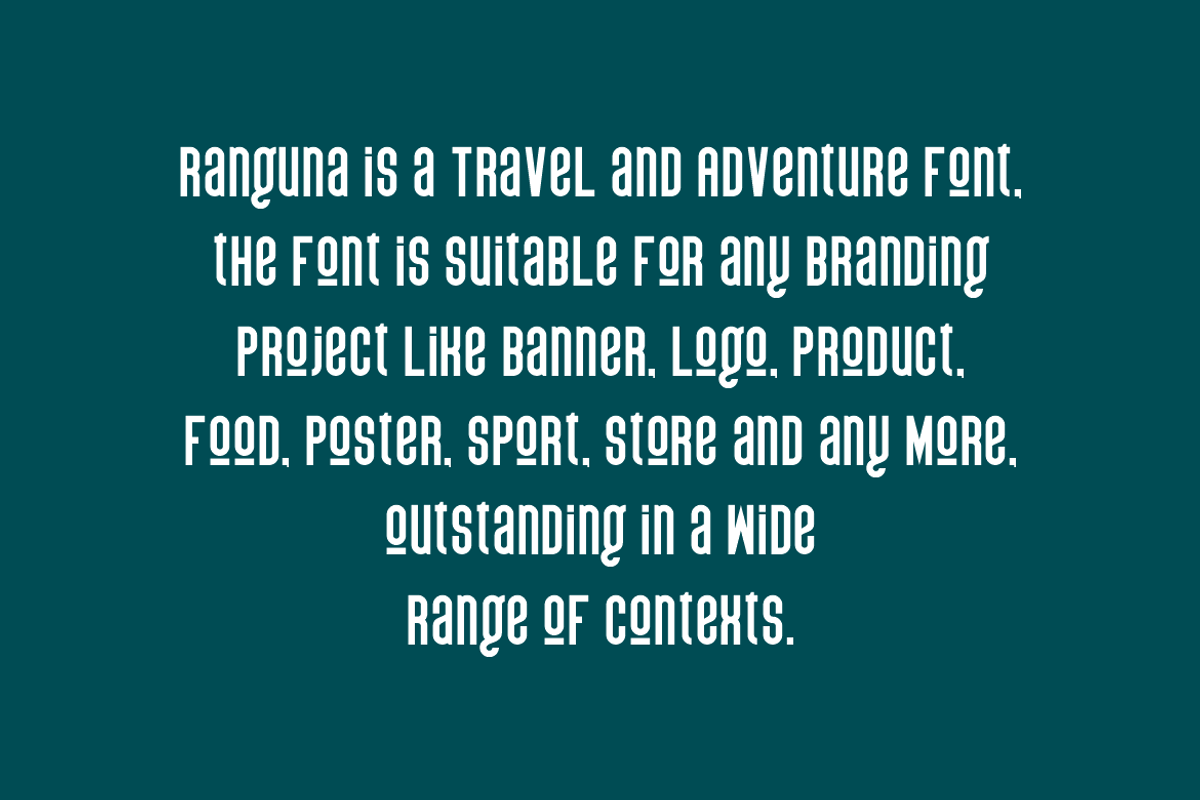 Ranguna - Travel & Adventure Font, a Sans Serif Font by QR Design Studio (Photo 6 of 9)