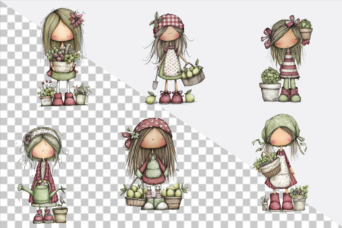 Whimsical Little Girls Gardening C, an Empty State Illustration by SVGArt (Photo 2 of 9)