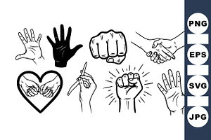 Hand Gesture Vector Clipart Set, an Illustration by designvectx