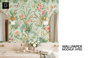 Bathroom Wallpaper Mockup PSD