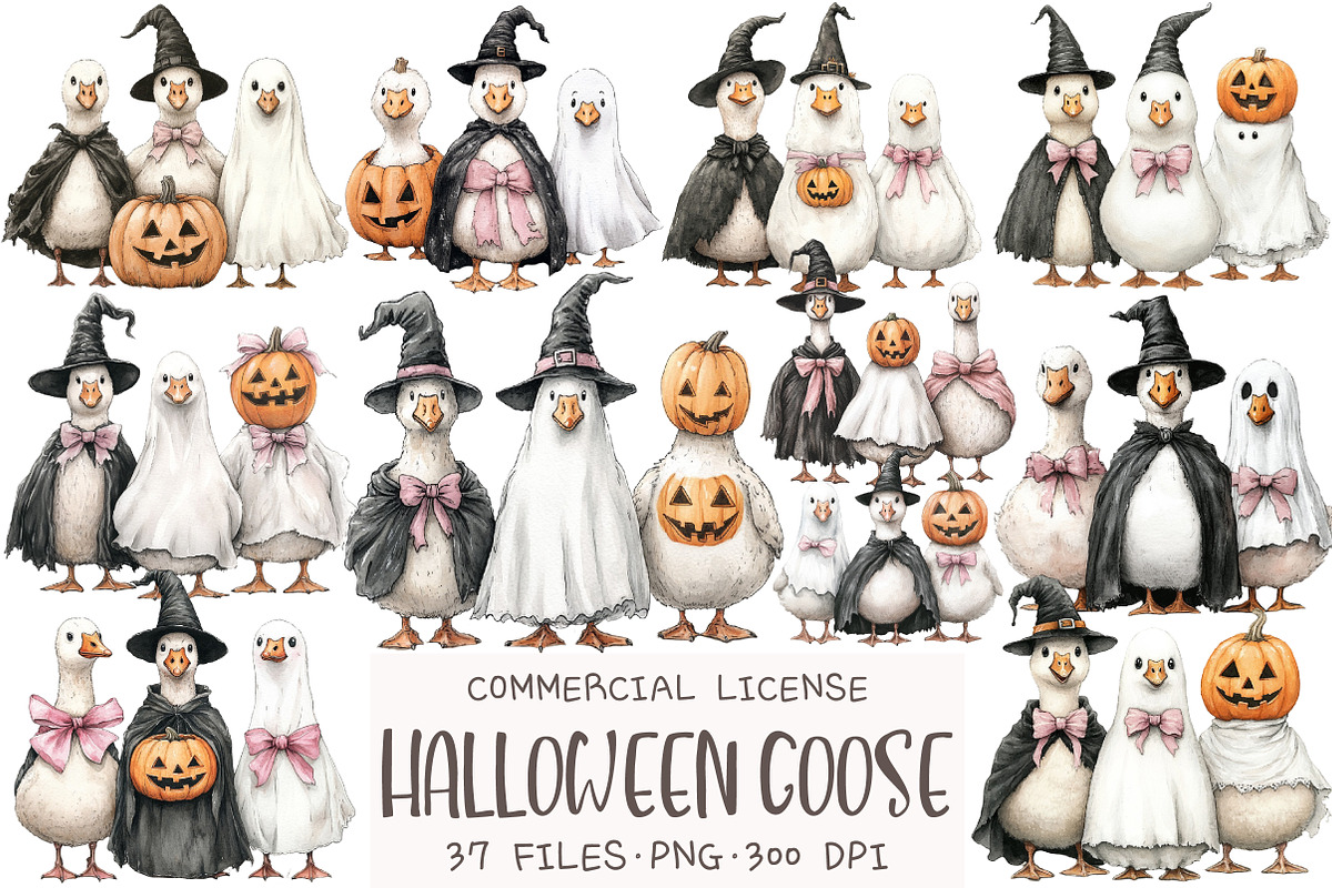 Whimsical Halloween Goose Clipart, an Illustration by OK Design (Photo 1 of 5)