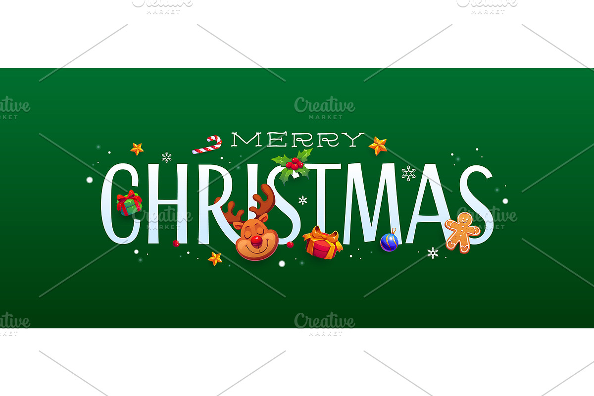 Merry Christmas greeting card, a Seasonal Illustration by Seavector Studio (Photo 3 of 3)