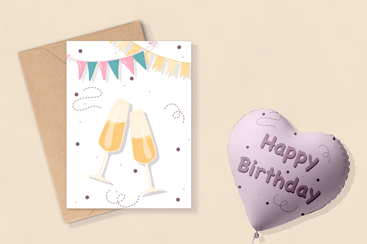 Pastel Birthday Clipart Set, a Decorative Illustration by Vaniuta_Art (Photo 2 of 6)