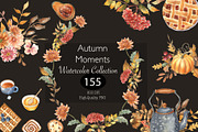 Autumn Moments Watercolor Collection, a Seasonal Illustration by ViolettaKh (Thumbnail 1 of 8)
