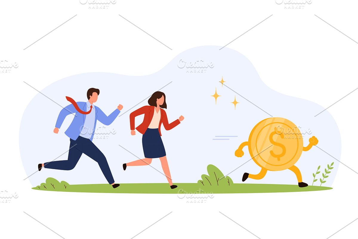 Business Chasing Running Dollar, a Finance Illustration by Flashvector