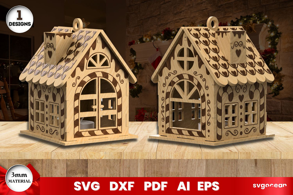 Gingerbread Christmas Houses, a Decorative Illustration by svgocean (Photo 2 of 11)