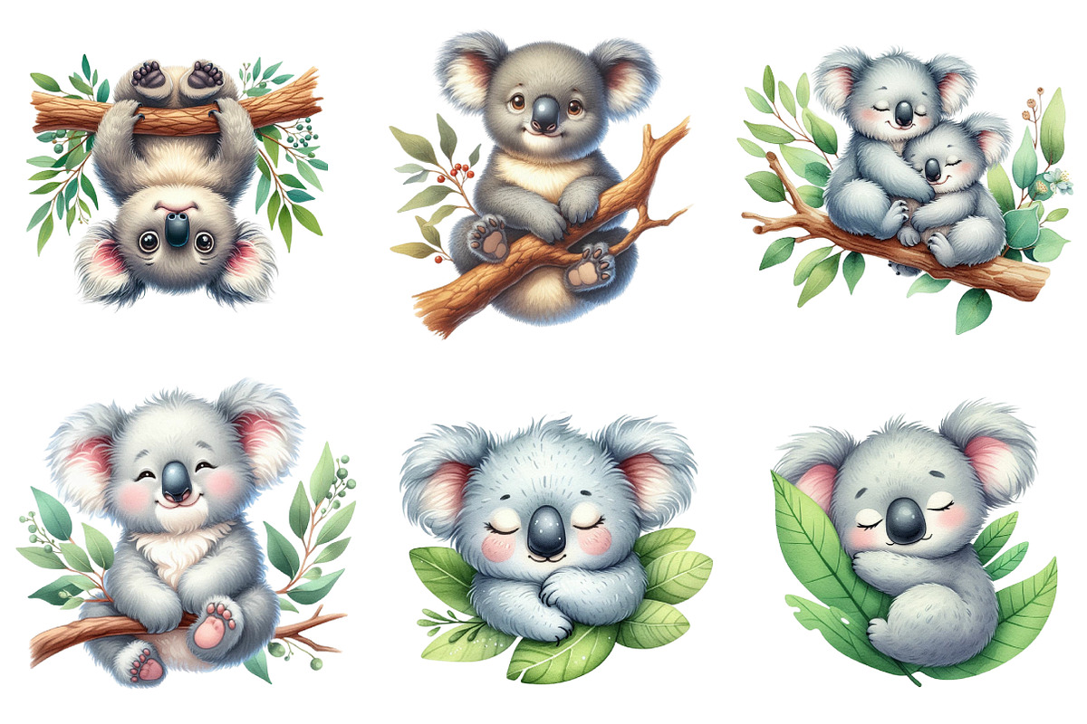 Koala watercolor clipart, an Illustration by CreationArt (Photo 4 of 5)