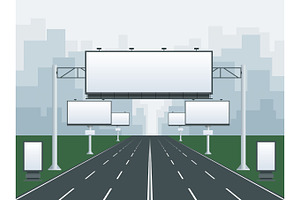 Big blank billboard in cityscape background shape. Billboard advertisement commercial blank. Different perspectives advertising construction for outdoor advertising big billboard, an Object Graphic by Golden Sikorka