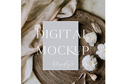 Floral Wedding Card Template Mockup, a Mockup by Kelligraphy Co. (Thumbnail 1 of 2)